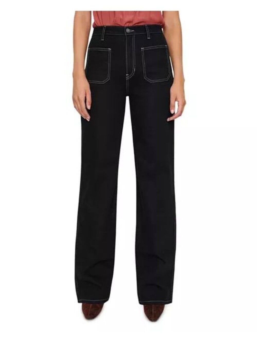 Reformation Alyssa Stretch High Rise Wide Leg Jeans in Black Size 26
